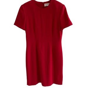 Kasper ASL Women's Dress Red Back Zip Up Knee Length Lined Size 10
